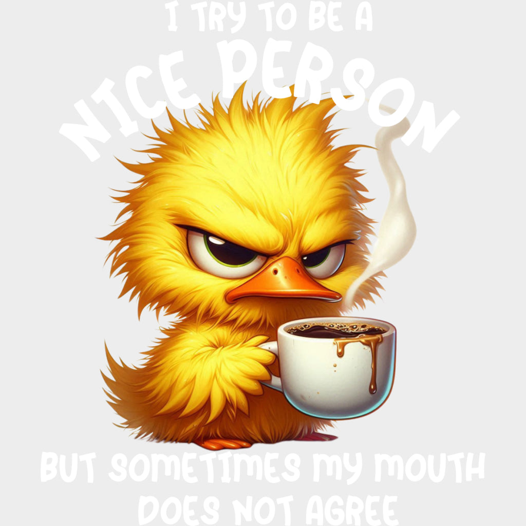 I Try To Be A Nice Person - Funny DTF Transfers Adult Unisex - S & M (10’’) / Light Color Design (See Imaging)