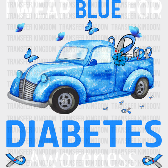 I Wear Blue For Diabetes Awareness - Dtf Heat Transfer Unisex S & M (10’’) / Light Color Design