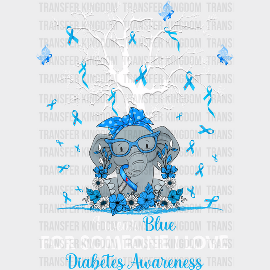 I Wear Blue For Someone Love - Diabetes Dtf Heat Transfer Unisex S & M (10’’) / Light Color
