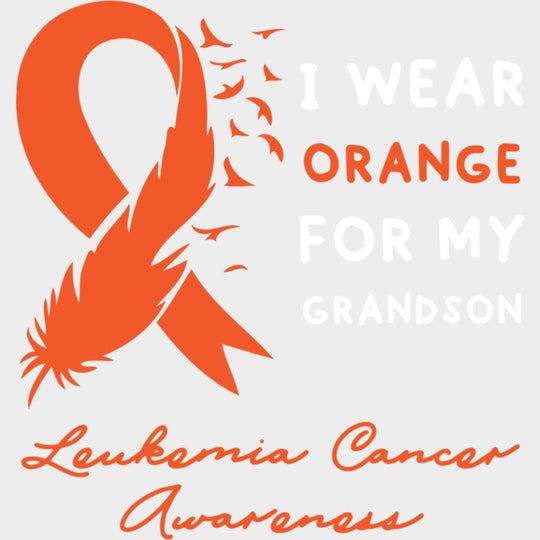 I Wear Orange For My Grandson Feather Ribbon - Leukemia DTF Transfers Adult Unisex - S & M (10’’) / Light Color Design