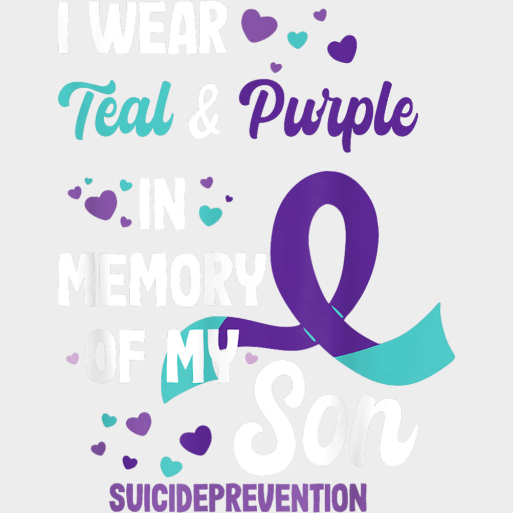 I Wear Purple In Memory Of My Son - Suicide Awareness DTF Transfer Adult Unisex - S & M (10’’) / Light Color Design