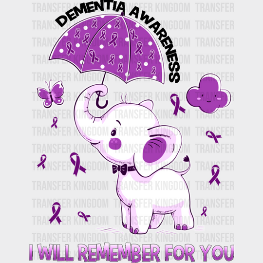 I Will Remember For You - Alzheimer’s Awareness DTF Transfer Adult Unisex - S & M (10’’) / Dark Color Design (See