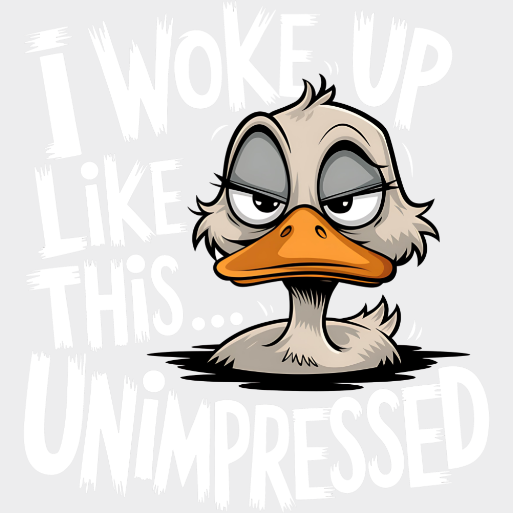 I Woke Up Like This Unimpressed - Funny DTF Transfer Adult Unisex - S & M (10’’) / Light Color Design (See Imaging)