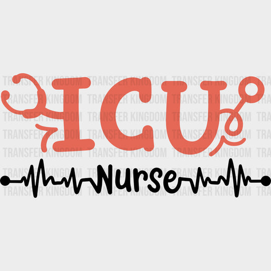 ICU Nurse B&W ECG Line - ICU DTF Transfers Adult Unisex - S & M (10’’) / Dark Color Design (See Imaging)