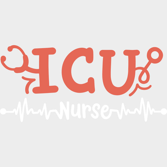 ICU Nurse B&W ECG Line - ICU DTF Transfers Adult Unisex - S & M (10’’) / Light Color Design (See Imaging)