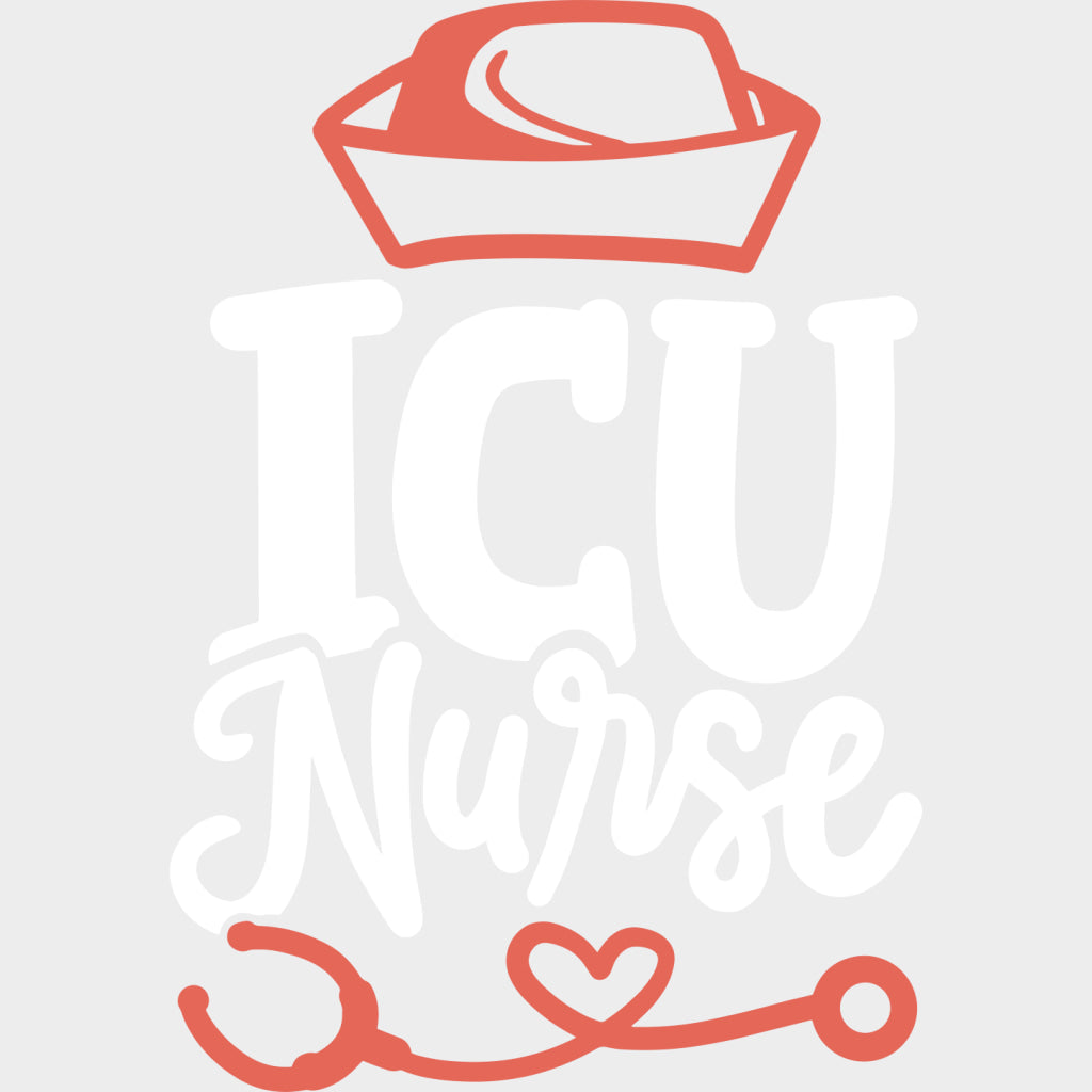 ICU Nurse Nurse Cap & Stethoscope - ICU DTF Transfers Adult Unisex - S & M (10’’) / Light Color Design (See Imaging)
