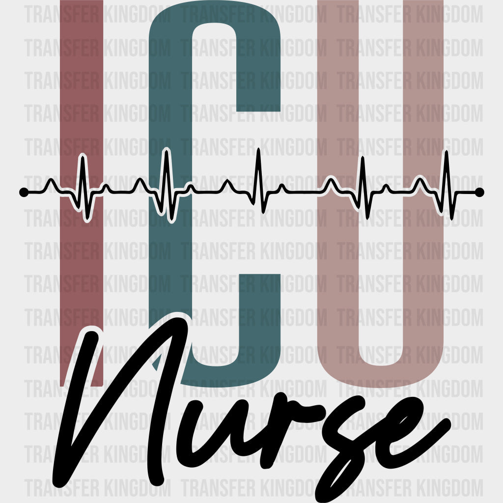 ICU Nurse ECG Line - ICU DTF Transfers Adult Unisex - S & M (10’’) / Dark Color Design (See Imaging)