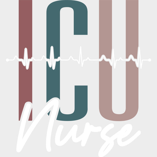 ICU Nurse ECG Line - ICU DTF Transfers Adult Unisex - S & M (10’’) / Light Color Design (See Imaging)