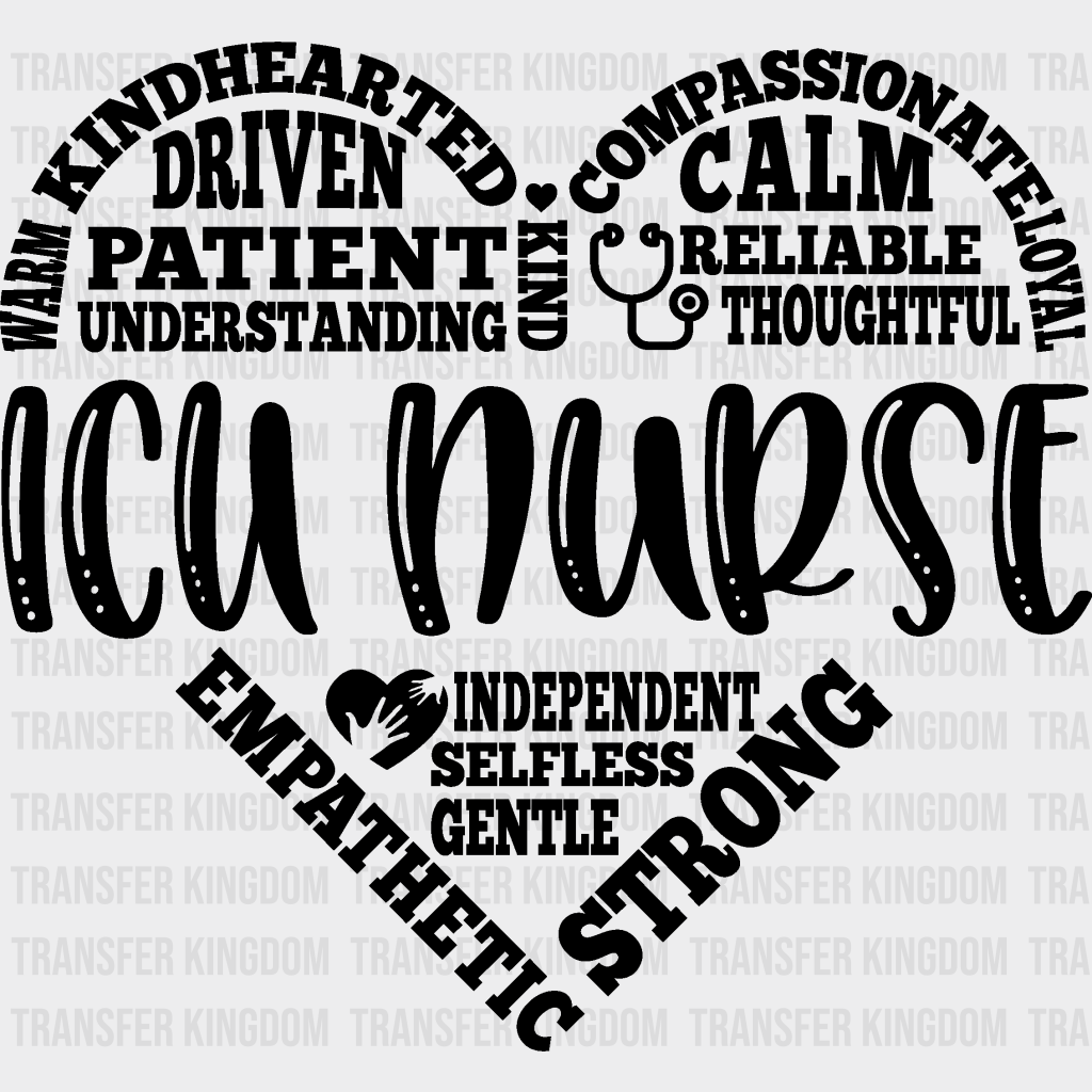 Icu Nurse Empathetic Strong Design - Dtf Heat Transfer Unisex S & M (10’’) / Dark Color See Imaging