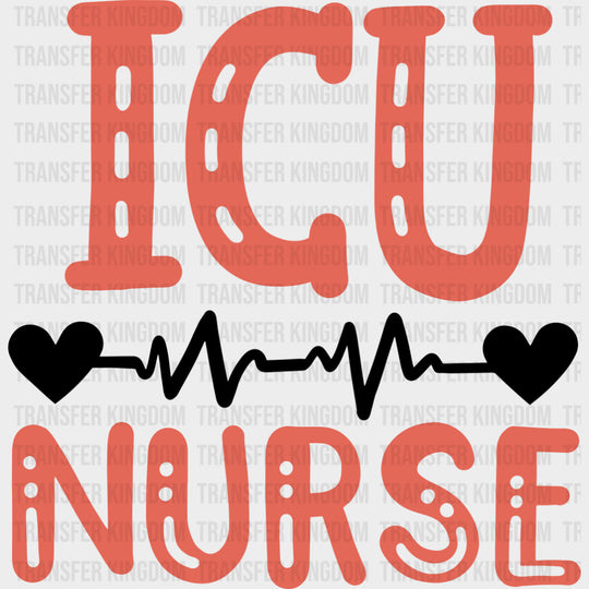 ICU Nurse Hearts & ECG Line - ICU DTF Transfers Adult Unisex - S & M (10’’) / Dark Color Design (See Imaging)