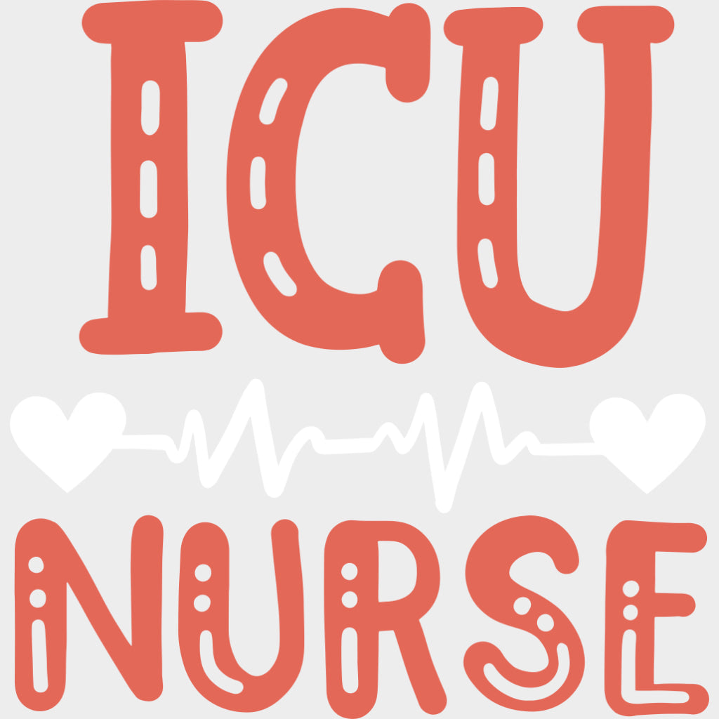 ICU Nurse Hearts & ECG Line - ICU DTF Transfers Adult Unisex - S & M (10’’) / Light Color Design (See Imaging)