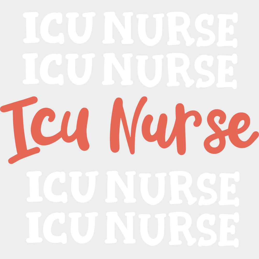 ICU Nurse Orange B&W - ICU DTF Transfers Adult Unisex - S & M (10’’) / Light Color Design (See Imaging)