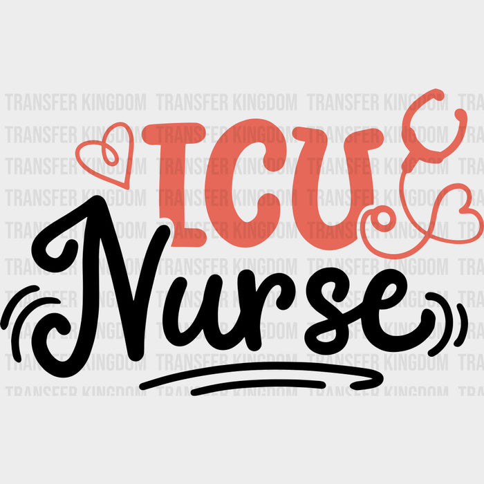 ICU Nurse Orange Heart & Stethoscope - ICU DTF Transfers
