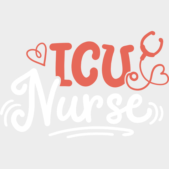 ICU Nurse Orange Heart & Stethoscope - ICU DTF Transfers Adult Unisex - S & M (10’’) / Light Color Design (See Imaging)