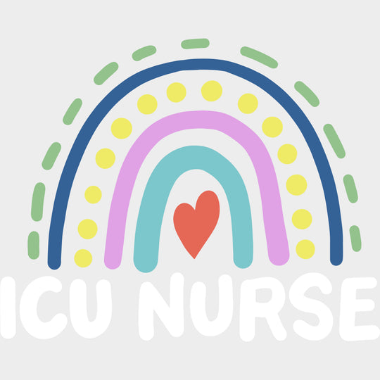 ICU Nurse Rainbow - ICU DTF Transfers Adult Unisex - S & M (10’’) / Light Color Design (See Imaging)