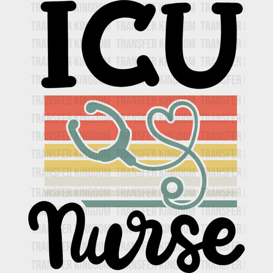 ICU Nurse Stethoscope Teal Color - ICU DTF Transfers Adult Unisex - S & M (10’’) / Dark Color Design (See Imaging)