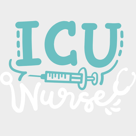 ICU Nurse Teal Color Syringe - ICU DTF Transfers Adult Unisex - S & M (10’’) / Light Color Design (See Imaging)