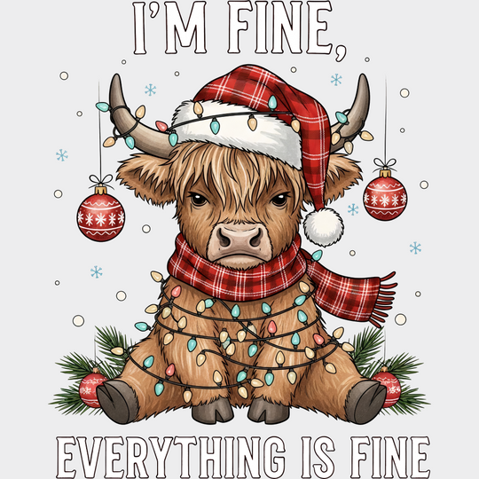 I’m Fine Everything Is Fine - Christmas DTF Transfer Adult Unisex - S & M (10’’) / Light Color Design (See Imaging)