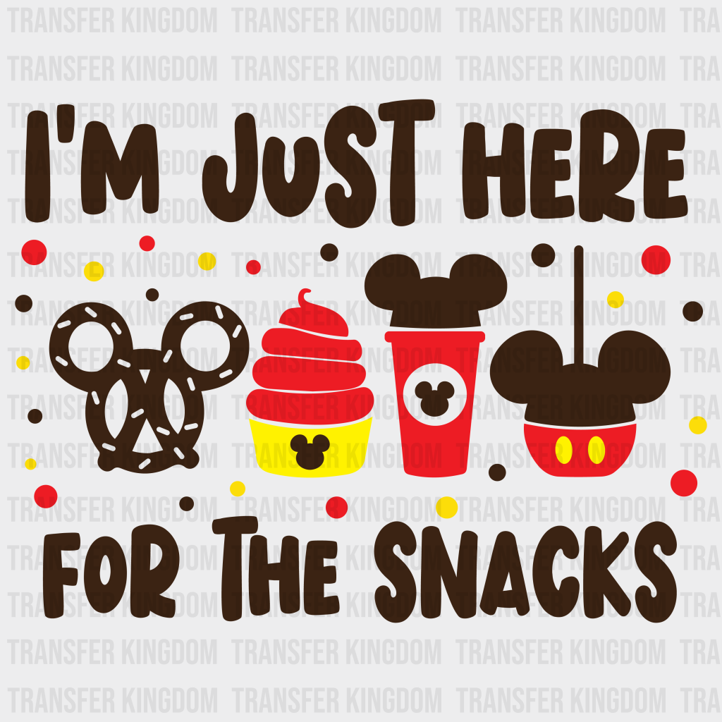 Im Just Here For The Snacks Disney Design - Dtf Heat Transfer Unisex S & M ( 10 ) / Dark Color (See