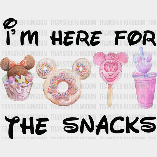 Im Just Here For The Snacks Watercolor Disney Design - Dtf Heat Transfer