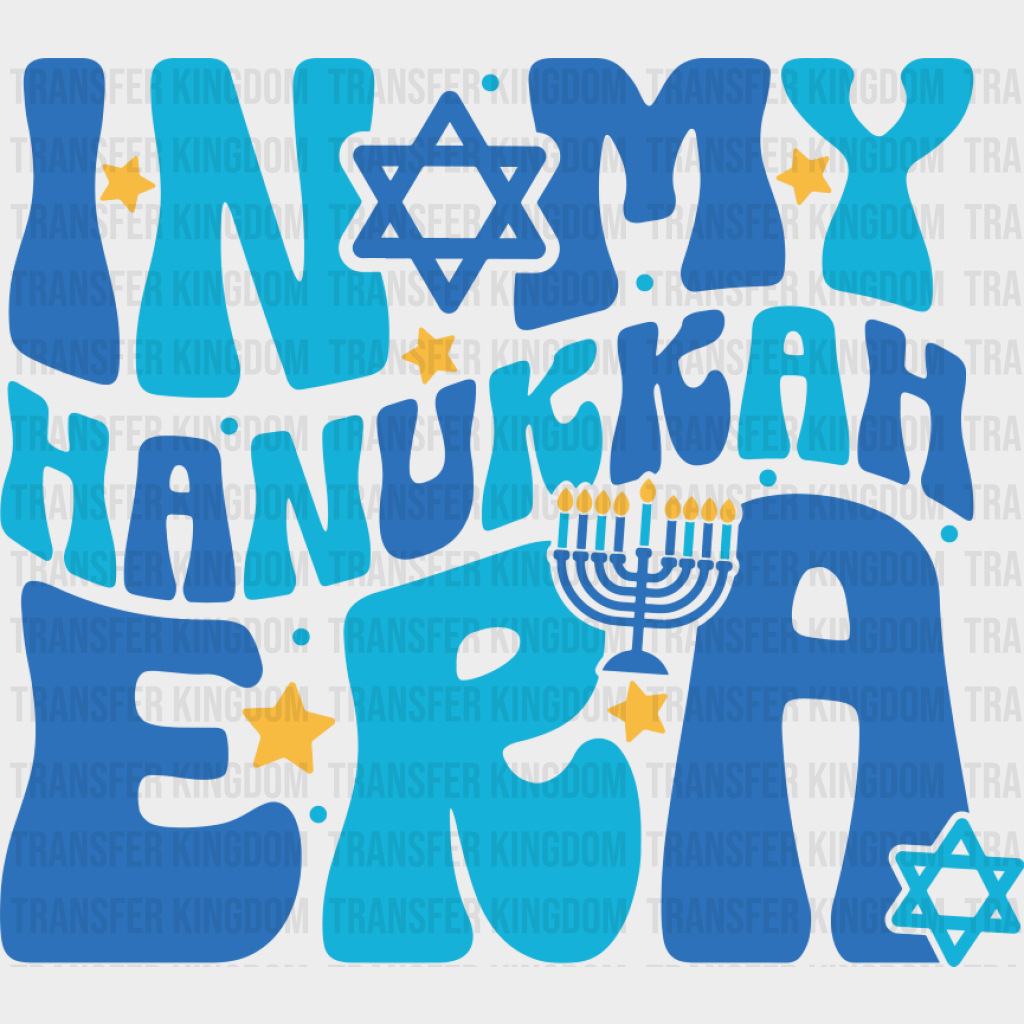 In My Hanukkah Era Blue Candlestick - Hanukkah DTF Transfer