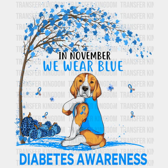 In November We Wear Blue Dog Design - Diabetes DTF heat transfer