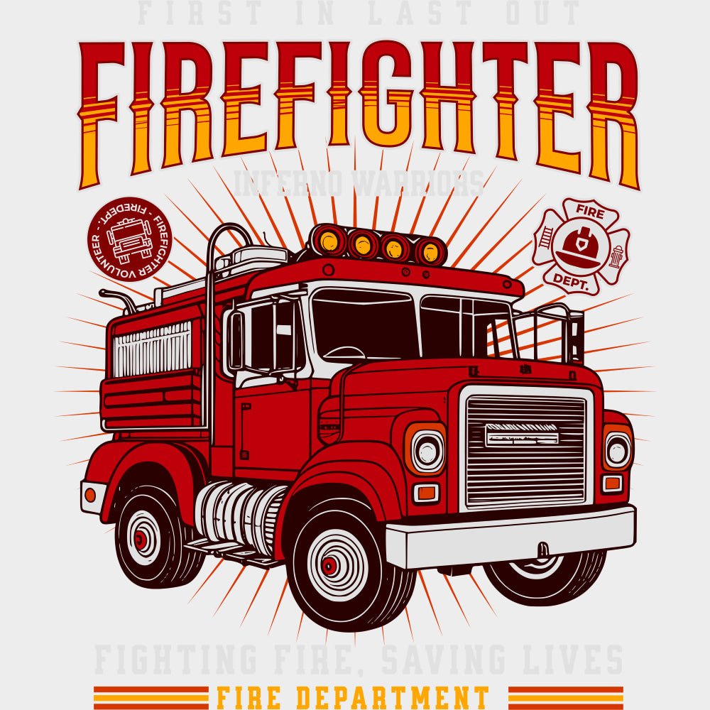 Inferno Warriors Fighthing Fire Saving Lives - Fire Department DTF Transfers Adult Unisex - S & M (10’’) / Light Color
