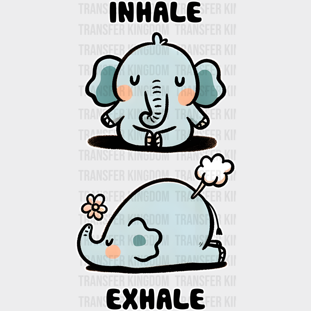 Inhale Exhale Elephant Design - Yoga Dtf Heat Transfer Unisex S & M (10’’) / Light Color (See