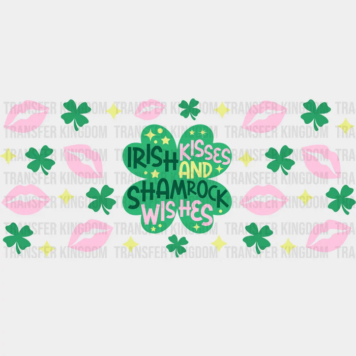 Irish Kisses Clover - St Patrick Cup Wrap UV Sticker Permanent UV DTF Decal