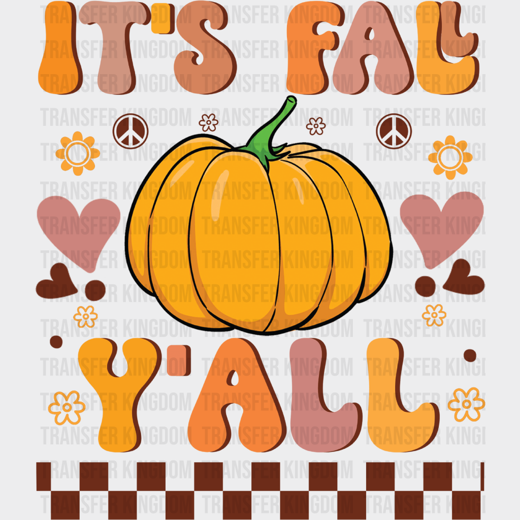 It’s Fall Y’all Peace Sign Pumpkin - Dtf Transfer Unisex S & M (10’’) / Dark Color Design