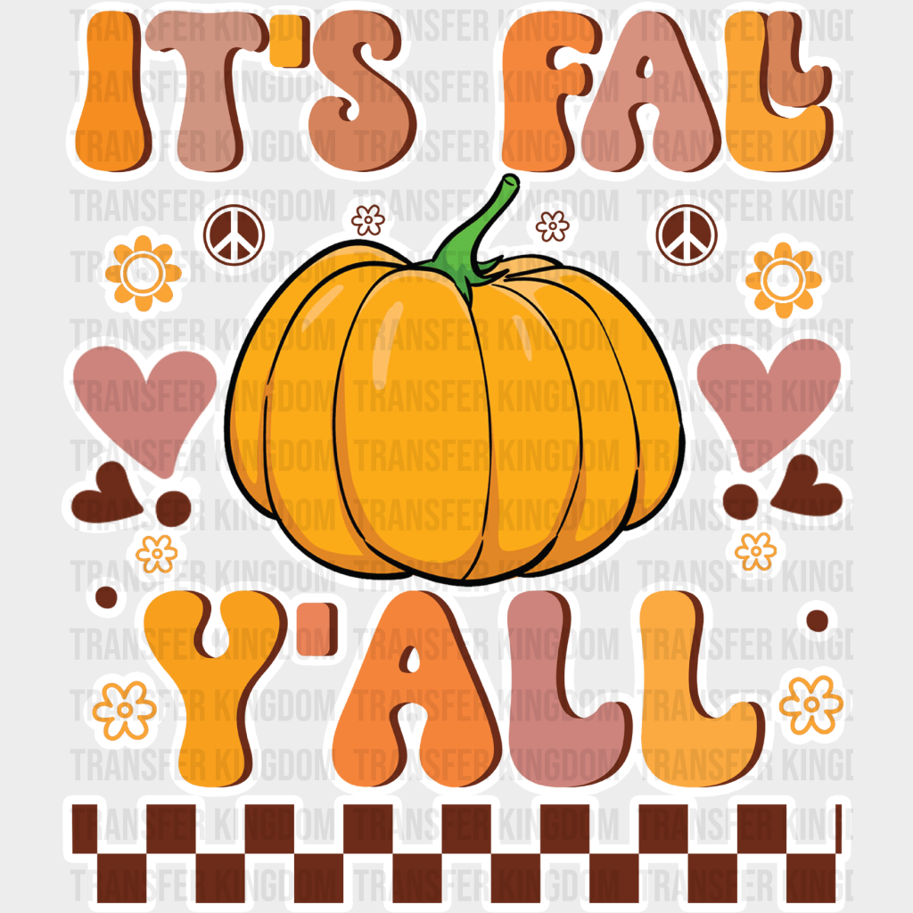 It’s Fall Y’all Peace Sign Pumpkin - Dtf Transfer Unisex S & M (10’’) / Light Color Design