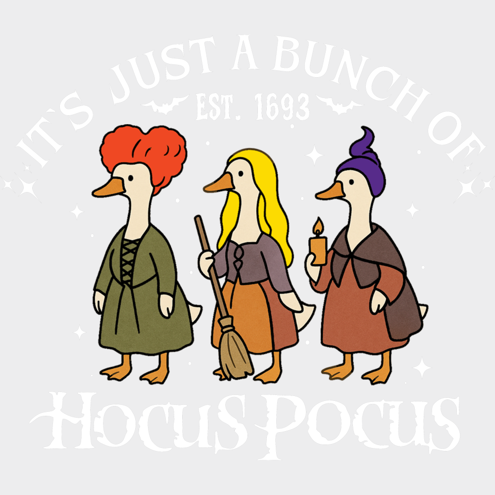 It’s Just A Bunch Hocus Pocus - Halloween DTF Transfer Adult Unisex - S & M (10’’) / Light Color Design (See Imaging)