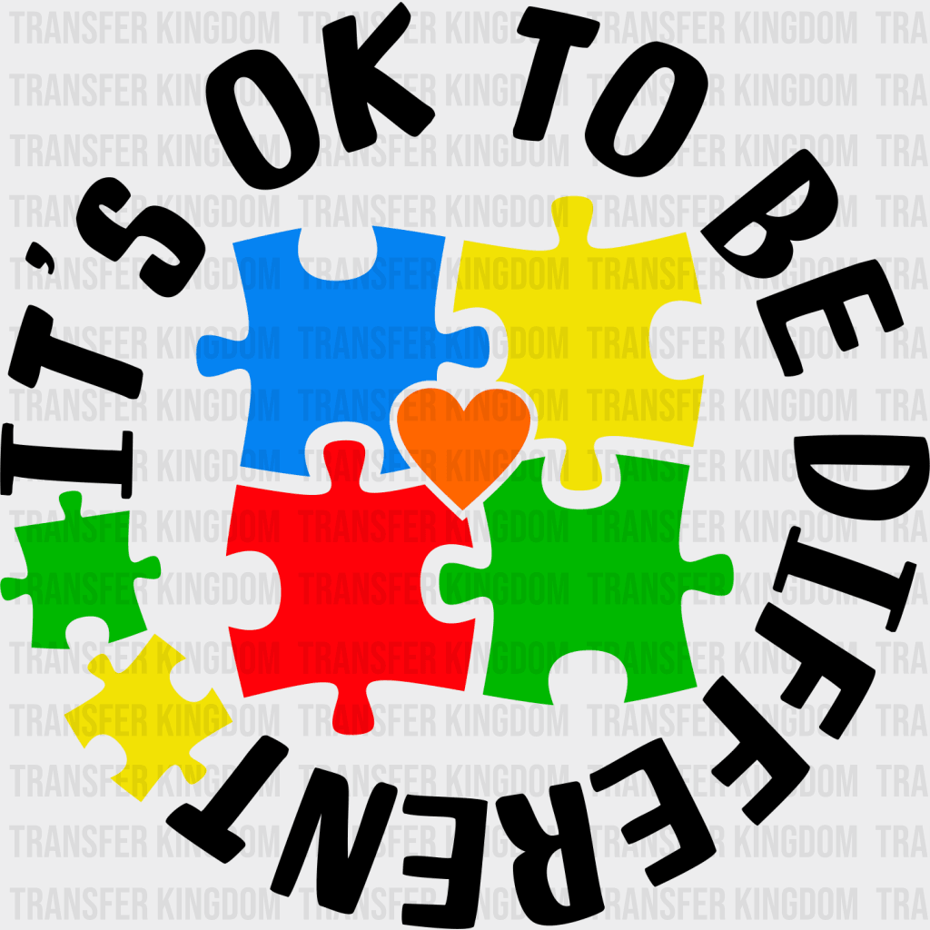 Its Ok To Be Different Autism Puzzle Design - Dtf Heat Transfer Unisex S & M ( 10 ) / Dark Color See