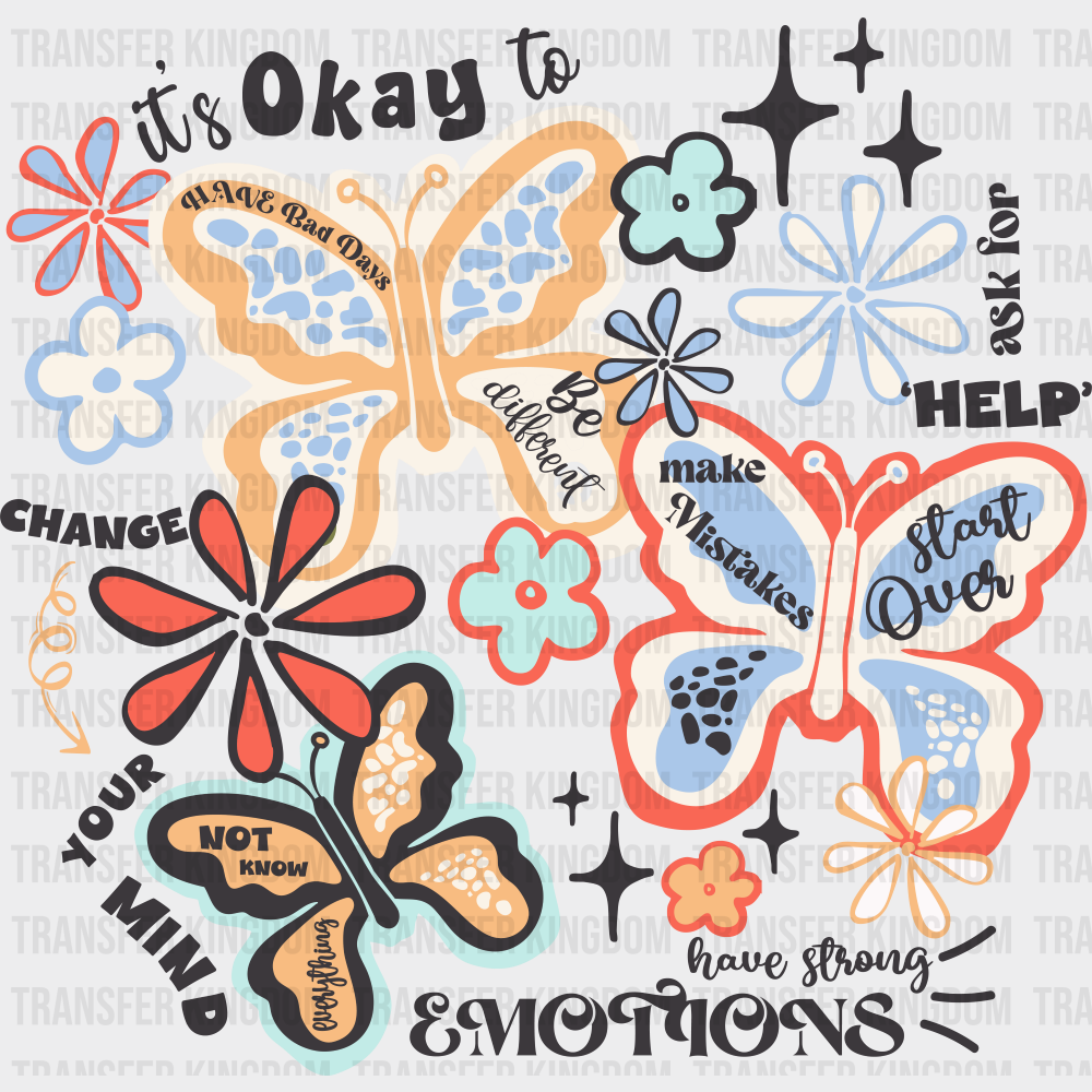 It’s Okay To Ask For Help - Mental Health DTF Transfer Adult Unisex - S & M (10’’) / Dark Color Design (See Imaging)