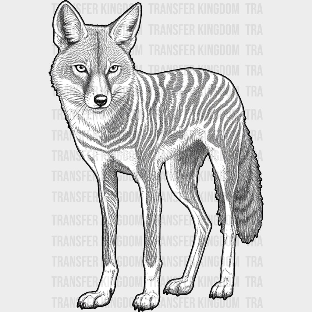 Jackal B&W - Animals DTF Transfers - Adult Unisex - S & M (10’’) / Dark Color Design (See Imaging)