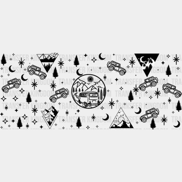Jeep And Stars - Outdoor Cup Wrap UV Sticker Permanent UV DTF Decal