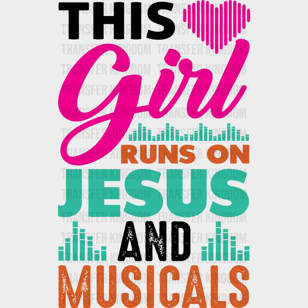 Jesus And Musicals - Singing Dtf Heat Transfer Unisex S & M (10’’) / Dark Color Design See Imaging