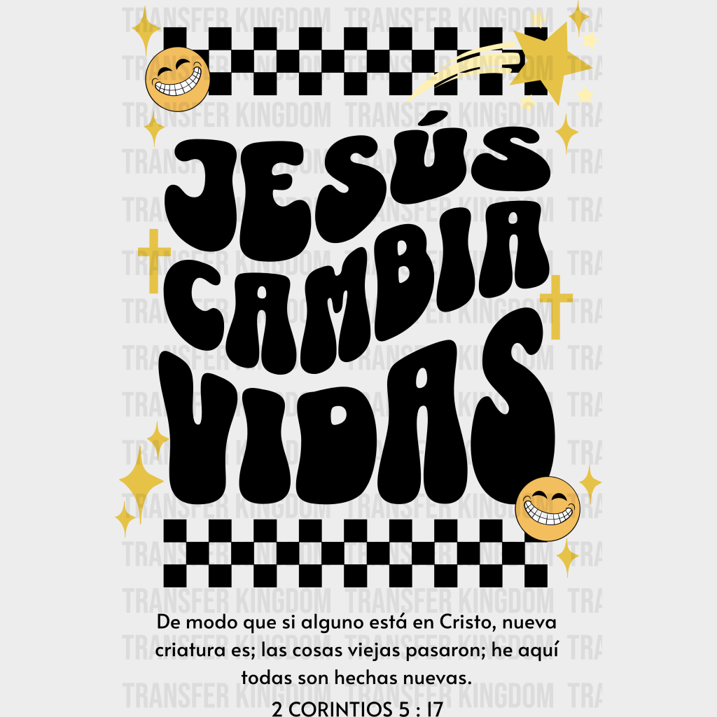 Jesus Cambia Vidas - Christianity Dtf Transfer Unisex S & M (10’’) / Dark Color Design See Imaging