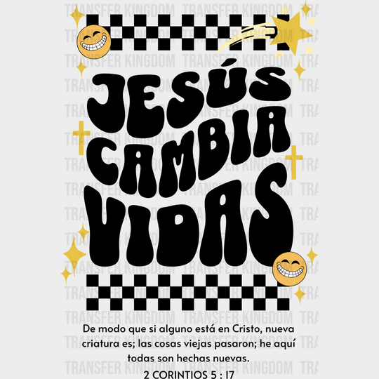 Jesus Cambia Vidas - Christianity Dtf Transfer Unisex S & M (10’’) / Dark Color Design See Imaging