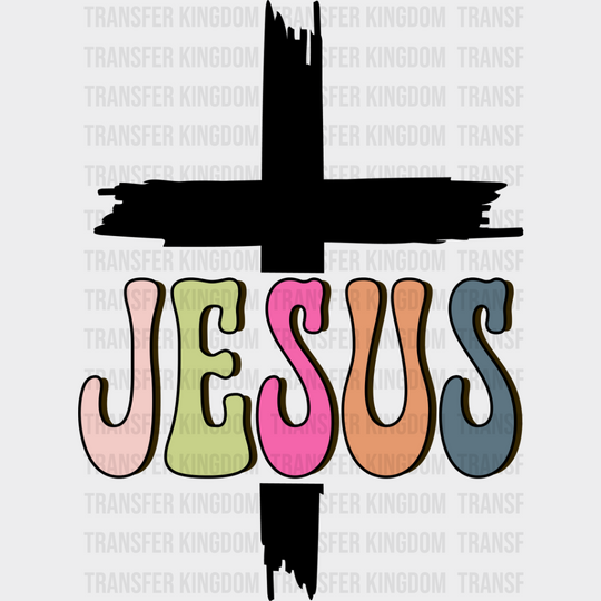 Jesus Cross Design - Christianity Dtf Heat Transfer Unisex S & M (10’’) / Dark Color See Imaging