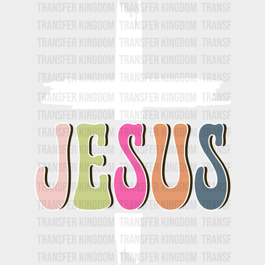 Jesus Cross Design - Christianity Dtf Heat Transfer Unisex S & M (10’’) / Light Color See Imaging