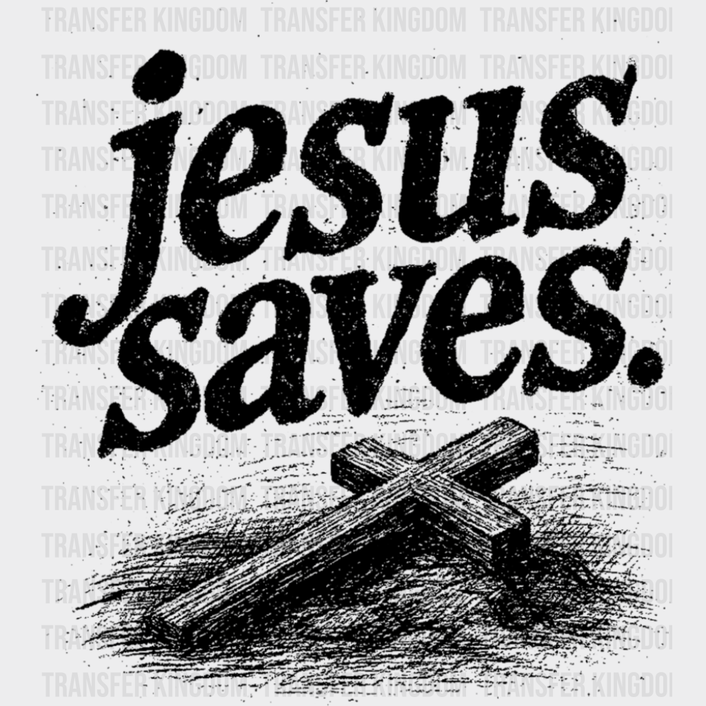 Jesus Saves Dark & Brown Design - Christianity DTF Transfer Adult Unisex - S & M (10’’) / Dark Color Design (See