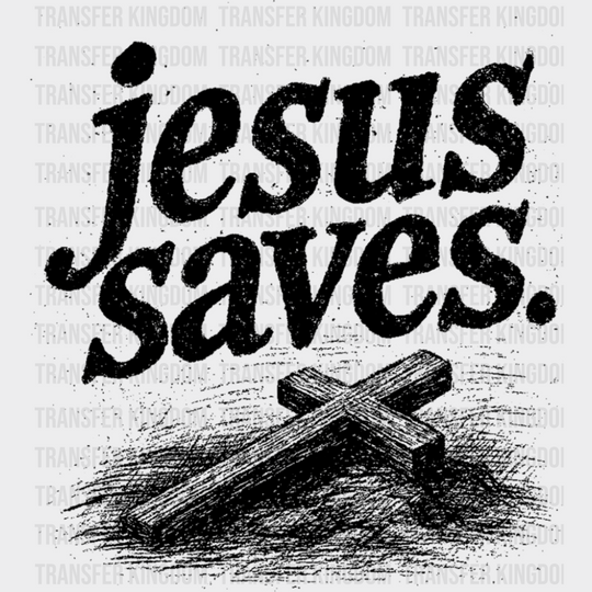 Jesus Saves Dark & Brown Design - Christianity DTF Transfer Adult Unisex - S & M (10’’) / Dark Color Design (See