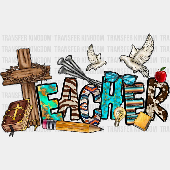 Jesus Teacher White Doves Design - Teacher DTF heat transfer