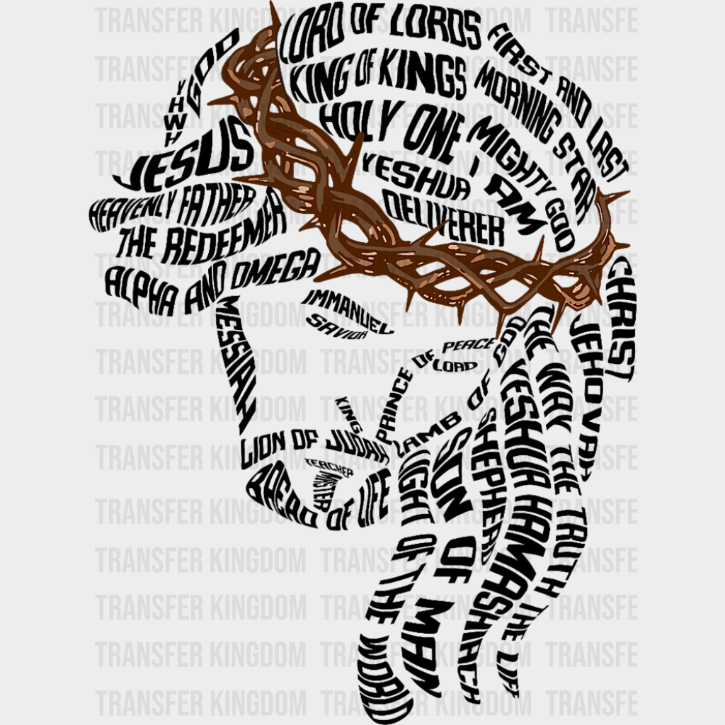 Jesus Typography Art - Christianity DTF Transfer Adult Unisex - S & M (10’’) / Dark Color Design (See Imaging)