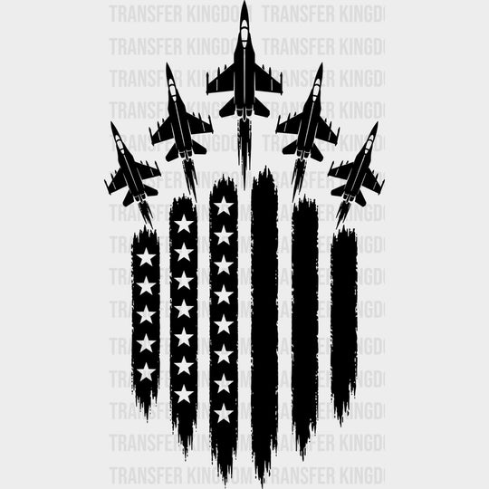 Jet Trails B&W - Air Force DTF Transfers - Adult Unisex - S & M (10’’) / Dark Color Design (See Imaging)