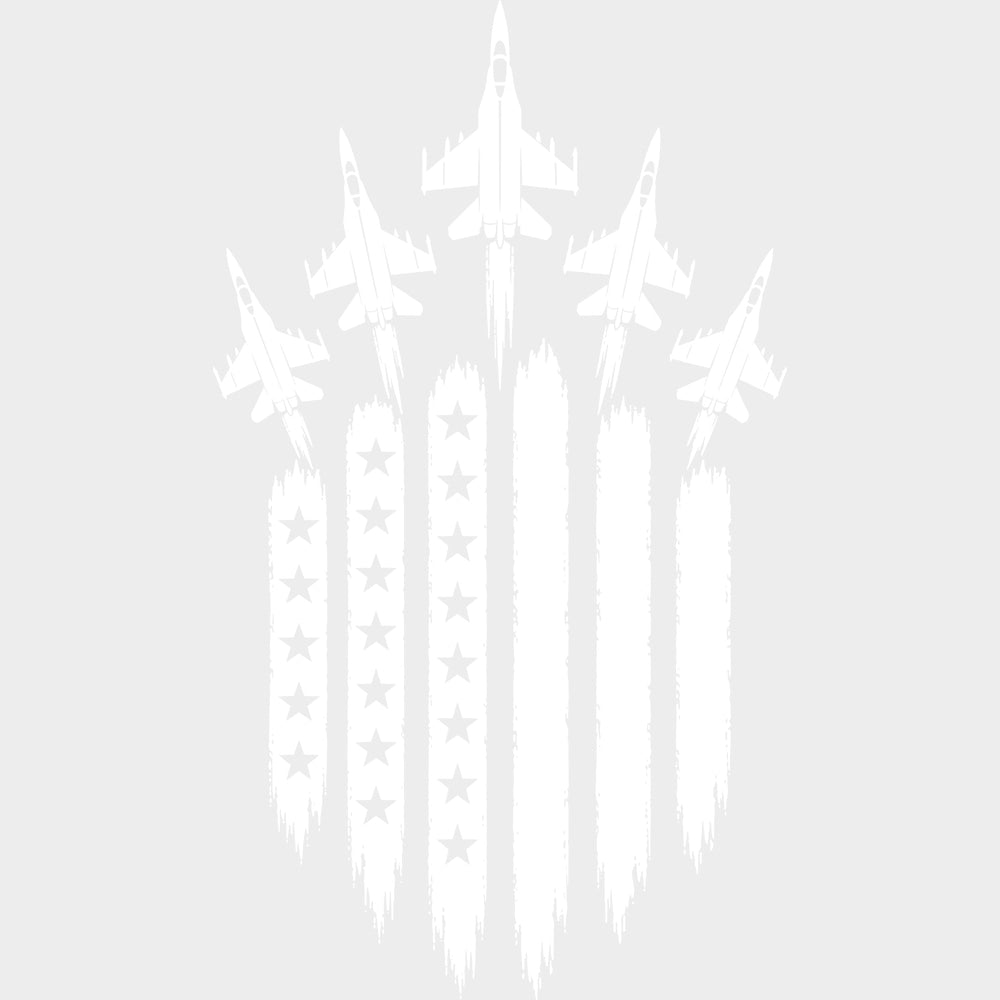 Jet Trails B&W - Air Force DTF Transfers - Adult Unisex - S & M (10’’) / Light Color Design (See Imaging)