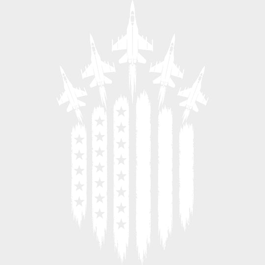 Jet Trails B&W - Air Force DTF Transfers - Adult Unisex - S & M (10’’) / Light Color Design (See Imaging)