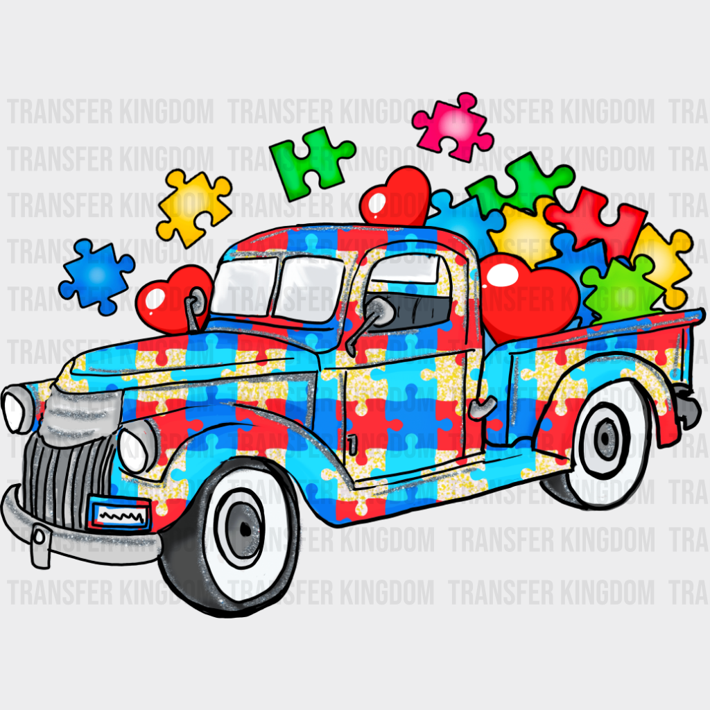 Jigsaw Truck - Autism Awareness DTF Transfer