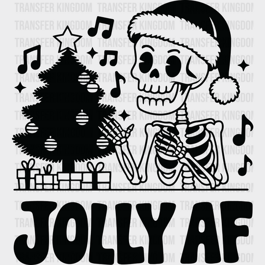 Jolly AF 4 Colors - Christmas DTF Transfer Adult Unisex - S & M (10’’) / Dark Color Design (See Imaging)